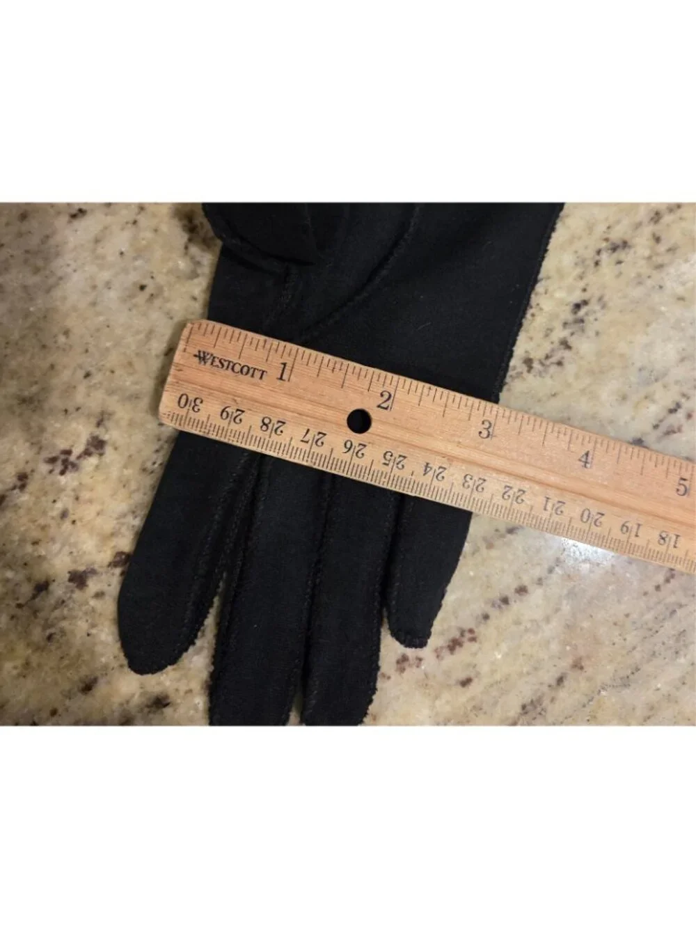 Vintage Womens Size M Black Cotton Stretch Formal Gloves Scallop Edge